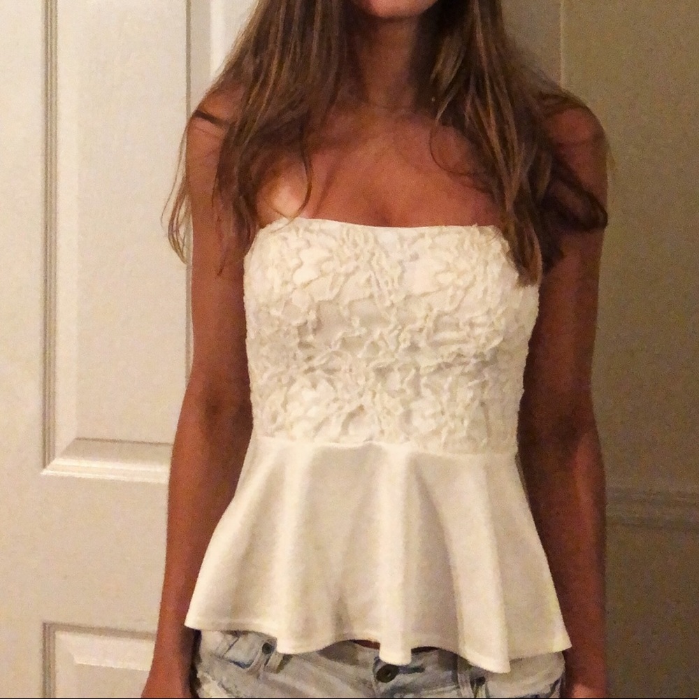 White lace tube top
